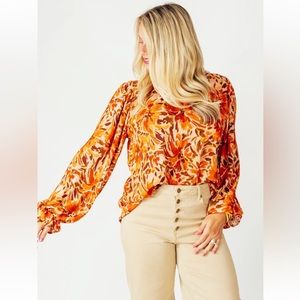 Boutique Mock Neck Fall Blouse